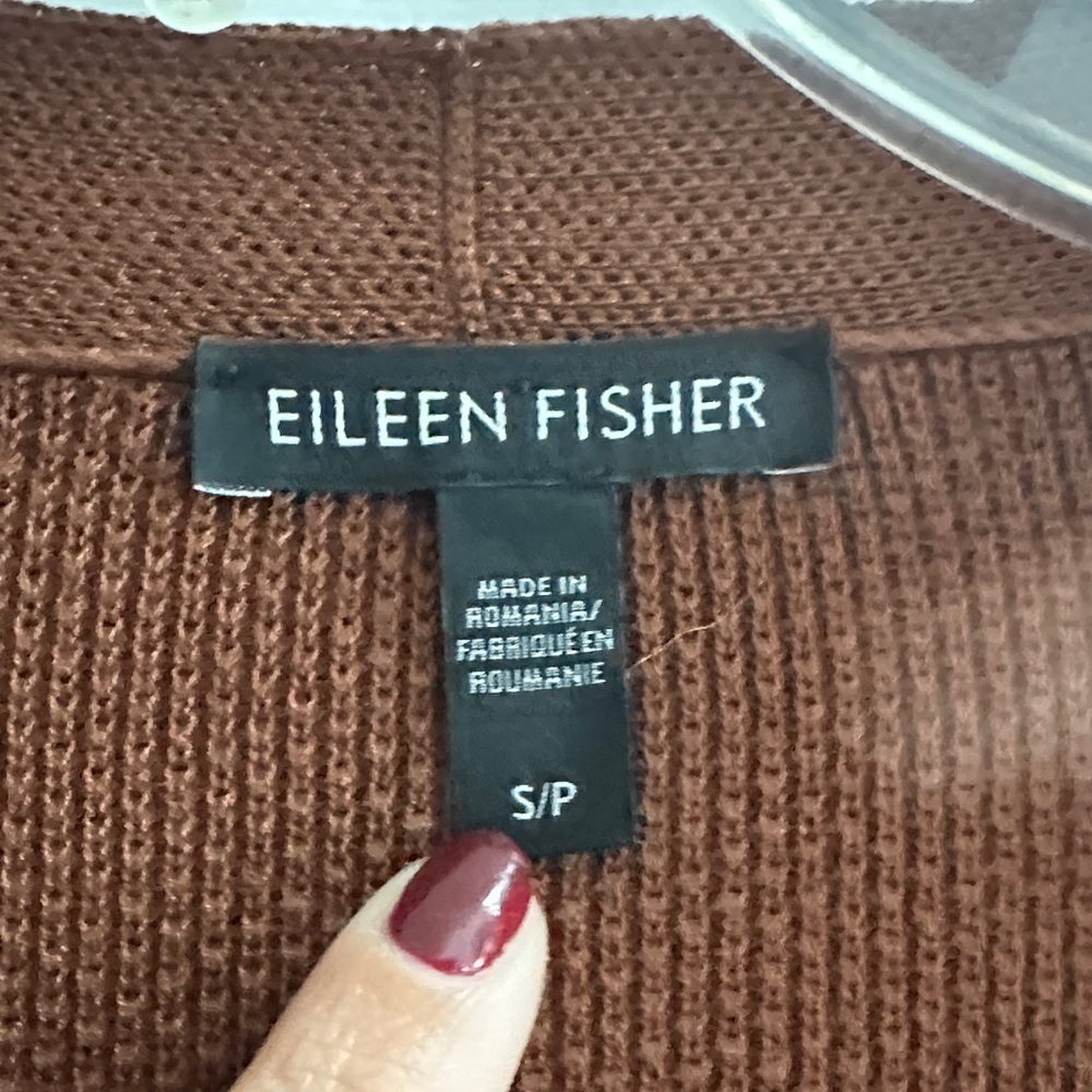 Eileen Fisher Women's Brown Rust Open Front Cardigan Casual Autumn Small Cozy - Picture 5 of 12